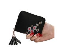 JZFOACHR Plum Broidered Femmes Courte du Portefeuille Zipper Fashion Ladies Small Clutch Casual Carte Couleur Couleur PU Cuir Femelle Purse, Bagages (A)