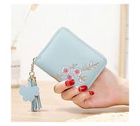 JZFOACHR Plum Broidered Femmes Courte du Portefeuille Zipper Fashion Ladies Small Clutch Casual Carte Couleur Couleur PU Cuir Femelle Purse, Bagages (A)