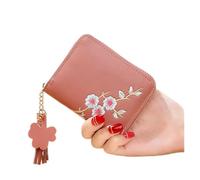 JZFOACHR Plum Broidered Femmes Courte du Portefeuille Zipper Fashion Ladies Small Clutch Casual Carte Couleur Couleur PU Cuir Femelle Purse, Bagages (A)