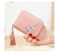 JZFOACHR Plum Broidered Femmes Courte du Portefeuille Zipper Fashion Ladies Small Clutch Casual Carte Couleur Couleur PU Cuir Femelle Purse, Bagages (A)