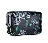 JZFOACHR Porte-Cartes de Cartes Split Cuir Double Zipper Case Grande capacité 3D Fleur Print Lady Purse Pourse, Bagages (C)