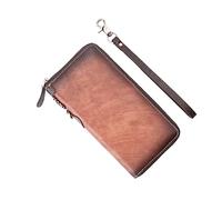 JZFOACHR Portefeuille, 1 pièce Portefeuille Vintage pour Hommes à Fermeture à glissière Longue Fermeture de Grande capacité Portefeuille pour Hommes (Un 20 * 10 * 2cm)