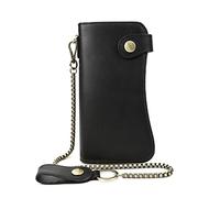 JZFOACHR Portefeuille de chaîne en Cuir de Cheval Vintage Vintage Village Cuir VILUME Bullet Long Portefeuille Card Purse Purse à la glissière ， A-One Taille