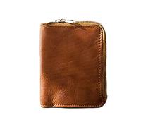 JZFOACHR Portefeuille en Cuir Authentique pour Les Hommes à glissière Vintage Portefeuille de Cartes de crédit Portefeuille, Portefeuille, Portefeuille en Cuir (Brun foncé)