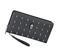 JZFOACHR Portefeuille féminin, crâne Punk Gothique Sac à Main Vintage en Cuir PU Long Pochette pour Femmes Hommes, blackb, Taille Unique
