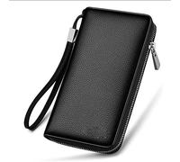 JZFOACHR Portefeuille Long Multi-Cartes, Portefeuille en Cuir Masculin, Embrayage de Support de Carte à glissière multifonctionnelle, Bagages (Marron)