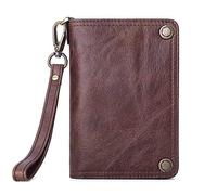 JZFOACHR Portefeuille Masculin pour Hommes en Cuir Vintage en métal Bouton à Fermeture éclair Zipper Sac de Poignet ， Brun-One Taille