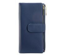 JZFOACHR Portefeuille, Portefeuille de Grande capacité pour Femmes Deux Zipper Monnaie de téléphone Long Portefeuille Femelle Cuir en Cuir purs à Main (g 19 cm)
