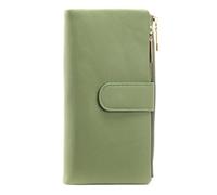 JZFOACHR Portefeuille, Portefeuille de Grande capacité pour Femmes Deux Zipper Monnaie de téléphone Long Portefeuille Femelle Cuir en Cuir purs à Main (g 19 cm)