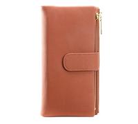 JZFOACHR Portefeuille, Portefeuille de Grande capacité pour Femmes Deux Zipper Monnaie de téléphone Long Portefeuille Femelle Cuir en Cuir purs à Main (g 19 cm)