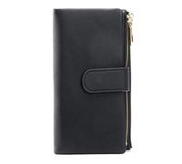 JZFOACHR Portefeuille, Portefeuille de Grande capacité pour Femmes Deux Zipper Monnaie de téléphone Long Portefeuille Femelle Cuir en Cuir purs à Main (g 19 cm)