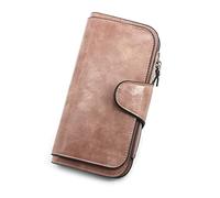 JZFOACHR Portefeuille, Portefeuille féminin en Cuir Portefeuille Trois pliages pour Femmes Vintage bourses de téléphone Portable Mobile Purse Femelle (E 19 * 10 * 2cm)