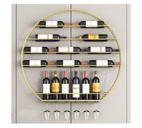 JZFOACHR Rack à vin Mural en métal, Bouteille de vins créative et Porte-écrans en Verre, Porte-gobelet en Verre à vin Rond, Plate-Forme de Rangement de Bouteille de vin de Cuisine de Cuisine (doré
