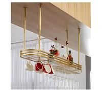 JZFOACHR Rack en Verre à vin Suspendu en métal, Organisateur du Porte-Exposition de vin, Rack de Verre à vin Simple à l'envers, pour Le Rangement de décoration de Barre de Cuisine (Gold 80x25cm)