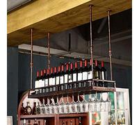 JZFOACHR Racks à vin, étagère à vin Flottante étagère de Verre à vitraux à la Hausse du Bar à vin Grenier Industriel Porte-Verre Support de Tasse Suspendue.