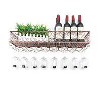JZFOACHR Racks à vin Mural étagères flottantes étagères de Cuisine Bar Bottle Bottle Storage Organisateur d'organisateur Mural en Verre de vin de vin, Bronze Vintage (80 × 25 cm (32 × 10 Pouces))