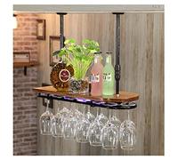 JZFOACHR Retro Bar Wine Verder Hanger Decoration Decoration Rack Upside Down Wine Rack, Vide-Table Rack Hanging, Creative Neon Light Decoration Floating Shelf (A-60X28X60CM)