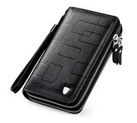 JZFOACHR Sac de téléphone Portable Slot Multi-Cartes , Portefeuille Portefeuille Portefeuille pour Masse en Cuir à la Fermeture à glissière pour Hommes à Cuir Masculin , Noir