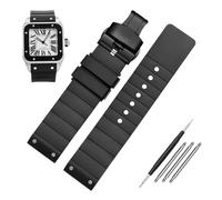 JZFOACHR Sangle de montres de 23 mm pour Santos Sandoz Santos 100 Battle de montre en silicone Hommes et femmes en caoutchouc noir