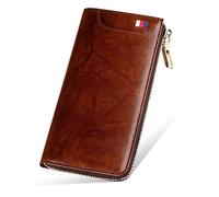 JZFOACHR Small Men's Credit Card Carte, étui de Carte en Cuir, Portefeuille Long Multifonctionnel de Grande capacité, Bagages (Marron)