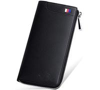 JZFOACHR Small Men's Credit Card Carte, étui de Carte en Cuir, Portefeuille Long Multifonctionnel de Grande capacité, Bagages (Marron)
