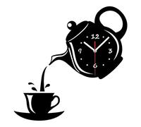 JZFOACHR Tasse à café thémorphones Bricolage Mural 3D horloges murales Miroir de Cuisine Autocollant décoratif Salon décoration intérieure Vision (Noir)
