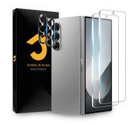 JZG 2 films protecteurs d'écran pour Samsung Galaxy Z Fold 6 + 2 protecteurs d'objectif d'appareil photo, installation facile, support de déverrouillage d'empreintes digitales, anti-traces de doigts