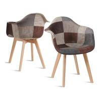 JZGORC Lot de 2 chaises de Salle à Manger,fauteuils Patchwork,fauteuils de Style scandinave,chaises de Cuisine Modernes,Pieds en Bois Massif,pour Salle à Manger,Salon,Cuisine-Marron