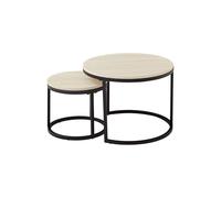 JZGORC Lot de 2 Table Basse, Table D'appoint Ronde Empilable pour Salon, Pieds en Métal Peint, Adapté au Salon, Café, Chambre (60 * 45 cm et 40 * 35 cm) - Blanc