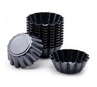 Jzhen 12pcs Moules à Tarte aux œufs, Moules à Tartelettes Antiadhésifs, Moules à Tartelettes en Acier au Carbone, Moules à Tarte Réutilisables, pour Cupcake Gâteau, Tarte aux œufs