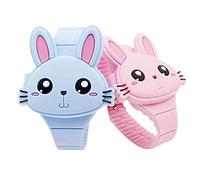 Jzhen 2pcs Montres à LED en Forme de Lapin, Bracelet en Silicone, LED Montre pour Filles, Garçons, Montre Digitale à Clapet
