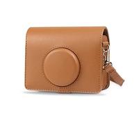 Jzhen Housse Compatible pour Fujifilm Instax Mini Evo, Camera Accessoires de Protection en Cuir PU, Étui de Transport pour Appareil Photo avec Bandoulière Réglable, Marron