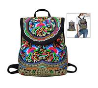 Jzhen Sac Bandoulière Brodé,Voyage Vintage Sac à Dos pour Fille, Mini Brodé Sacs Portable