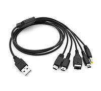 JZK 1,2M Câble chargement USB 5-en-1 pour consoles pour Nintendo & pour PSP | Câble chargeur multi-console, Pour Nintendo DS Lite/NDS/New 3DS XL/3DS XL/2DS/DSi XL/Wii U/GBA SP, Pour PSP 1000/2000/3000