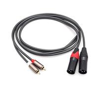 JZK 1.5M Adaptateur câble d'interconnexion asymétrique double RCA vers double XLR, câble audio HiFi 2X RCA mâle vers 2X XLR mâle pour haut-parleurs, amplificateurs, systèmes audio stéréo HiFi