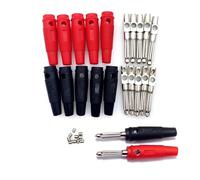 JZK 10 pièces prise banane rouge noir 4 mm, fiches banane à courant élevé 32 A connecteur mâle empilable sans soudure adaptateur de câble de haut-parleur fiches jack banane enveloppées de sécurité iso