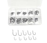 JZK 100 pièces Assorties Tailles 3 4 5 6 7 8 9 10 11 12, hameçons de pêche en Acier au Carbone avec Yeux, Petits hameçons avec ardillon, hameçons de pêche circulaires avec boîte en Plastique