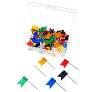 JZK 100 x Punaises Carte à tête Drapeau bannière, épingles Tableau d'affichage Multicolores avec boîte, Punaise à Dessin liège
