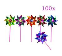JZK 100x Imperméable déjouer moulins à Vent Jouets de Plein air pour Enfants décoration de Jardin Ornement Pinwheel fileurs pour fête d'anniversaire des Enfants favorise Cadeaux