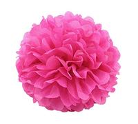 JZK 10pcs x 25 cm Fuchsia Pompons Papier feston Décorations pour Mariage Anniversaire Baptême Communion Naissance Graduation Noël Halloween, Pom Pom pon pon pompom fête de jardin décorative