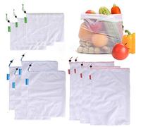 JZK 11 PCS Petit Moyen Grand Sac Filet Sacs Réutilisables en Maille pour Fruits et Légumes, Produits d'épicerie Sacs en Filet