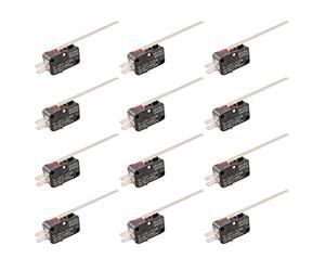 JZK 12 Pcs Microrupteur V-153-1C25 Micro Interrupteur de Fin de Course avec Long Bras de Levier à Charnière Droite SPDT 1NO 1NC 3Pin Interrupteur Momentané Bouton-Poussoir SPDT Snap Action