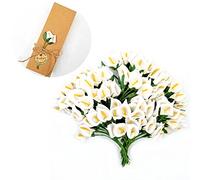 JZK 144 Mousse Blanc Calla lis Petites Fleurs artificielles pour Boite Artisanale Boite Cadeau Carte de décoration en Embellissement pour Mariage Anniversaire Noël fête