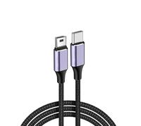 JZK 1M Câble tressé USB-C vers Mini USB, prend en charge OTG, transfert de données 480 Mbit/s et charge 10 W, pour contrôleurs pour PS3, GPS, appareils photo, dashcams, ordinateurs portables USB-C