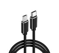 JZK 1M Câble USB Type C vers Micro USB tressé, charge 2,4 A/10 W et synchronisation de données 480 Mbit/s pour manettes de jeu, appareils photo numériques, GPS, dashcams, Noir