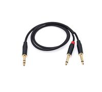 JZK 1M TRS 6.35mm vers double prise mono TS jack stéréo répartiteur en Y audio câble, plaqué or, câble guitare mâle vers mâle 6.35 mm pour table mixage, amplificateur et rallonge pour casque