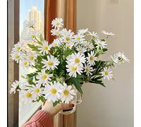 JZK 2 Bouquets Marguerite Blanches artificielles, Fleurs Marguerite artificielles, Bouquet Marguerite pour Arrangements Floraux, décoration de Centre de Table de Mariage