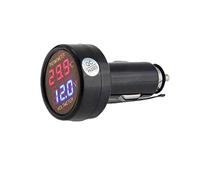 JZK 2 en 1 voltmètre thermomètre voiture auto camion bus moto batterie tension température numérique moniteur indicateur jauge test avec double affichage led, DC 12v 24v