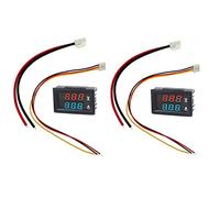 JZK 2 pièces DC 0-100V 10A mini voltmètre numérique ampèremètre pour voiture électrique moto batterie tension volt ampère courant moniteur jauge mètre, bleu rouge double affichage