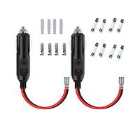 JZK 2 x Prise allume-cigare mâle avec fils avec indicateur lumineux et fusible 15 A, prise allume-cigare femelle, câble d'extension pour véhicule 12 V 24 V, moto, voiture, bateau